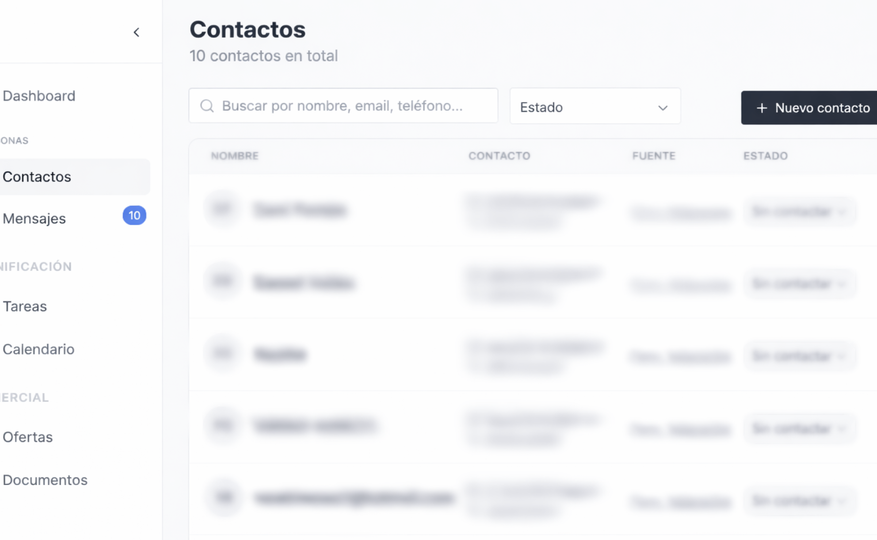 Gestión de contactos en Arbicars