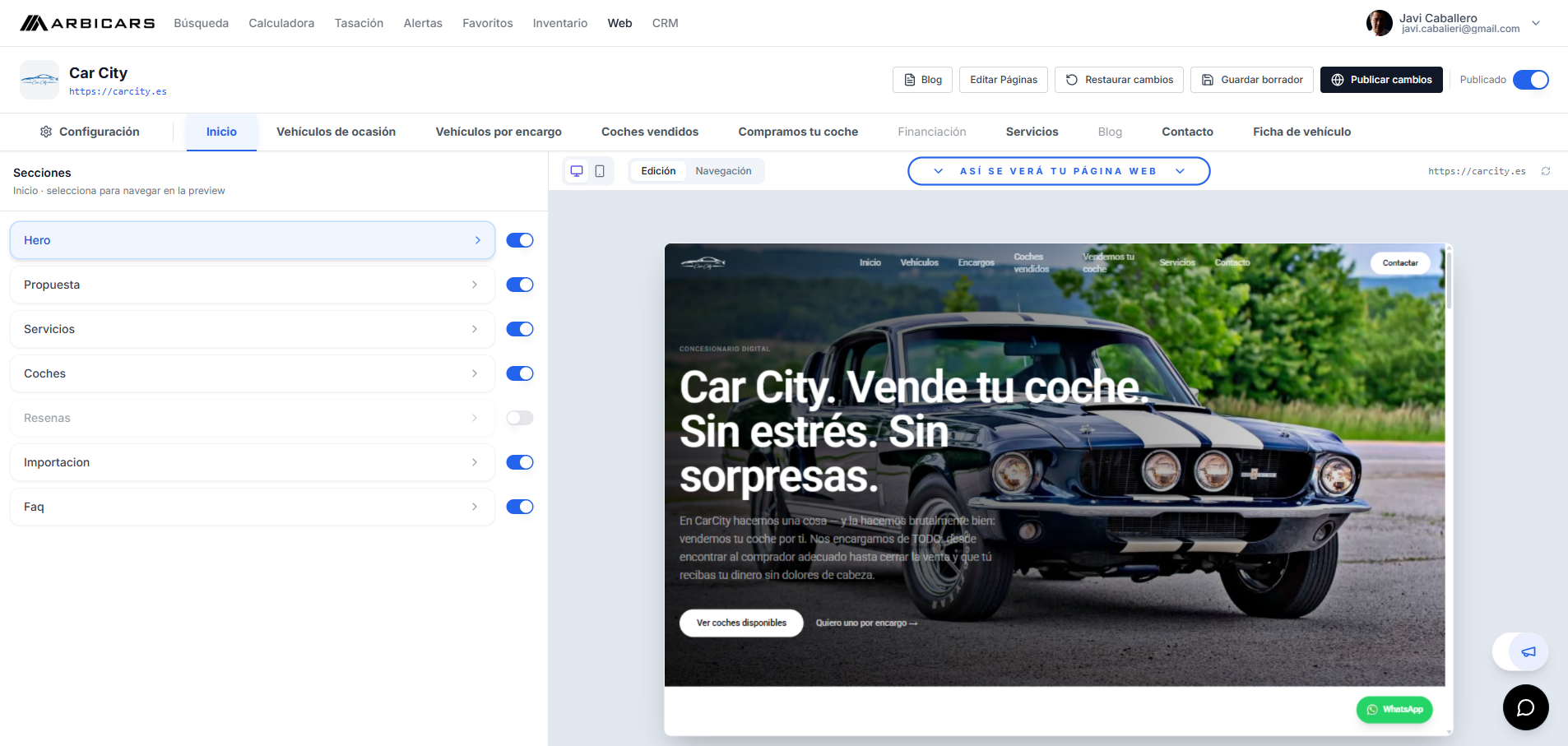 Creador de webs de Arbicars